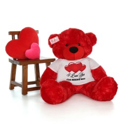 Giant 5 Feet Personalized Teddy Bear wearing Customizable I Love You Tshirt - Available in 7 Colors